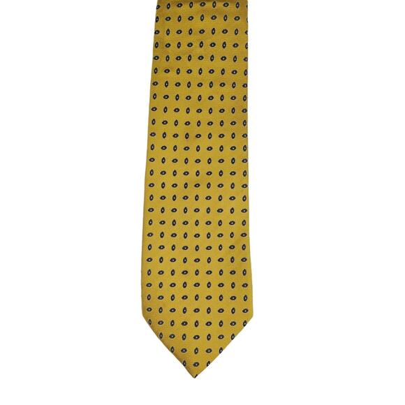 Ermenegildo Zegna Men’s 100% Silk Tie - Yellow Gold with Gray Oval Eye Dots - Picture 1 of 6